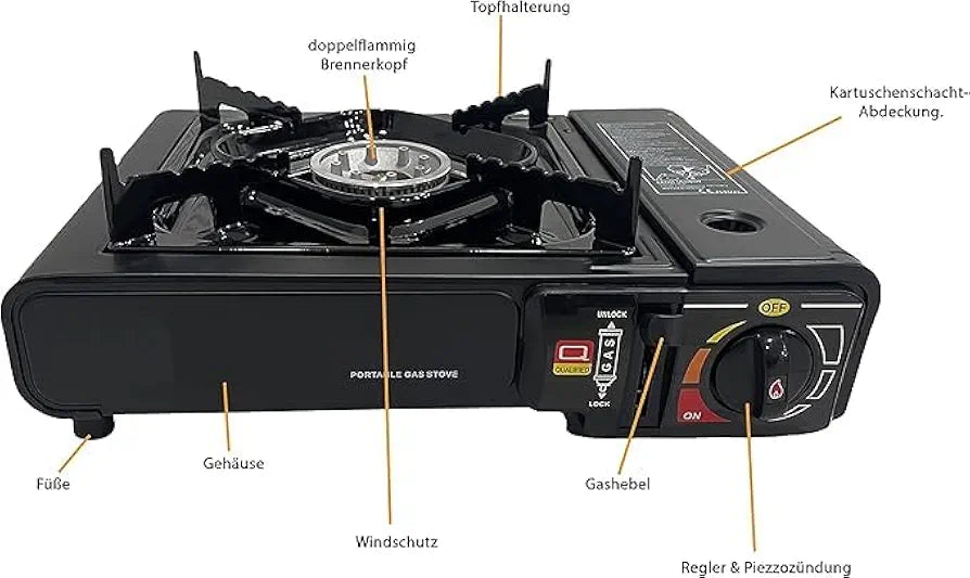 Camping Portable Gas Stove Use With Dual Mode LPG Cylinder And Butane Gas Can,gas Chulha For Outdoor Travel Stove, tracking (Black)