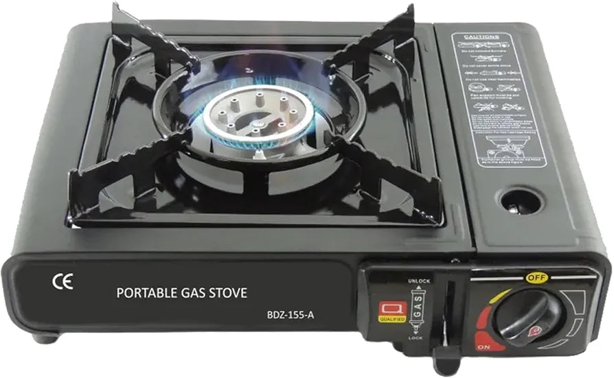 Camping Portable Gas Stove Use With Dual Mode LPG Cylinder And Butane Gas Can,gas Chulha For Outdoor Travel Stove, tracking (Black)