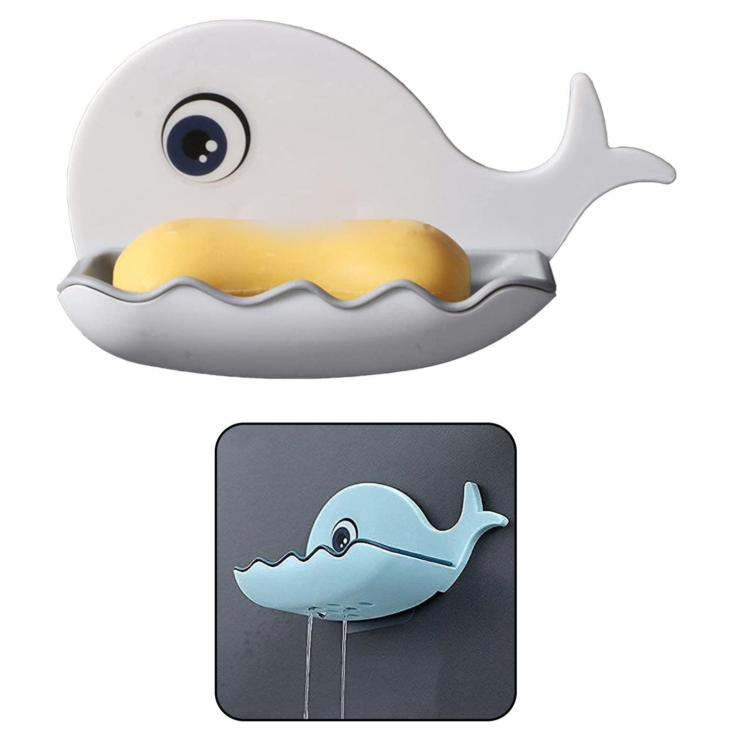 Fish Shape Soap Dish Adhesive Waterproof Wall Mounted Bar Soap Dish Holder