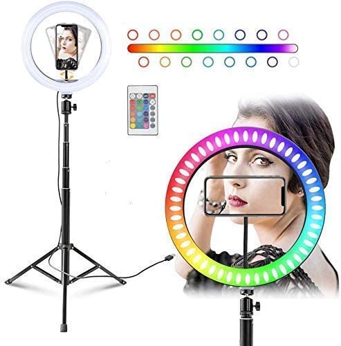 10" inch RGB Ring Light with 7 F. Tripod Stand for Video Shooting Professional Studio Light with Tripod ringlight Photography YouTube ringlight Vloging kit .