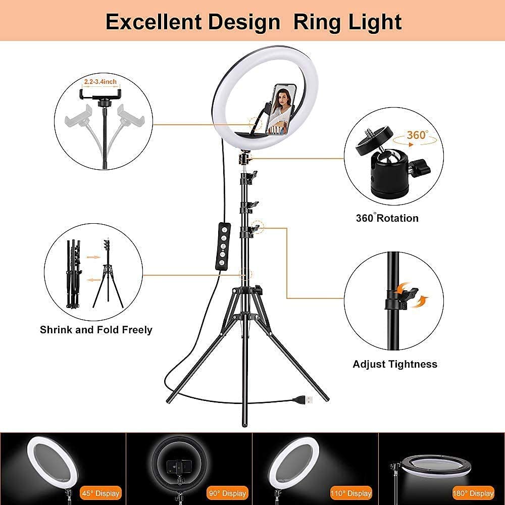10" inch RGB Ring Light with 7 F. Tripod Stand for Video Shooting Professional Studio Light with Tripod ringlight Photography YouTube ringlight Vloging kit .