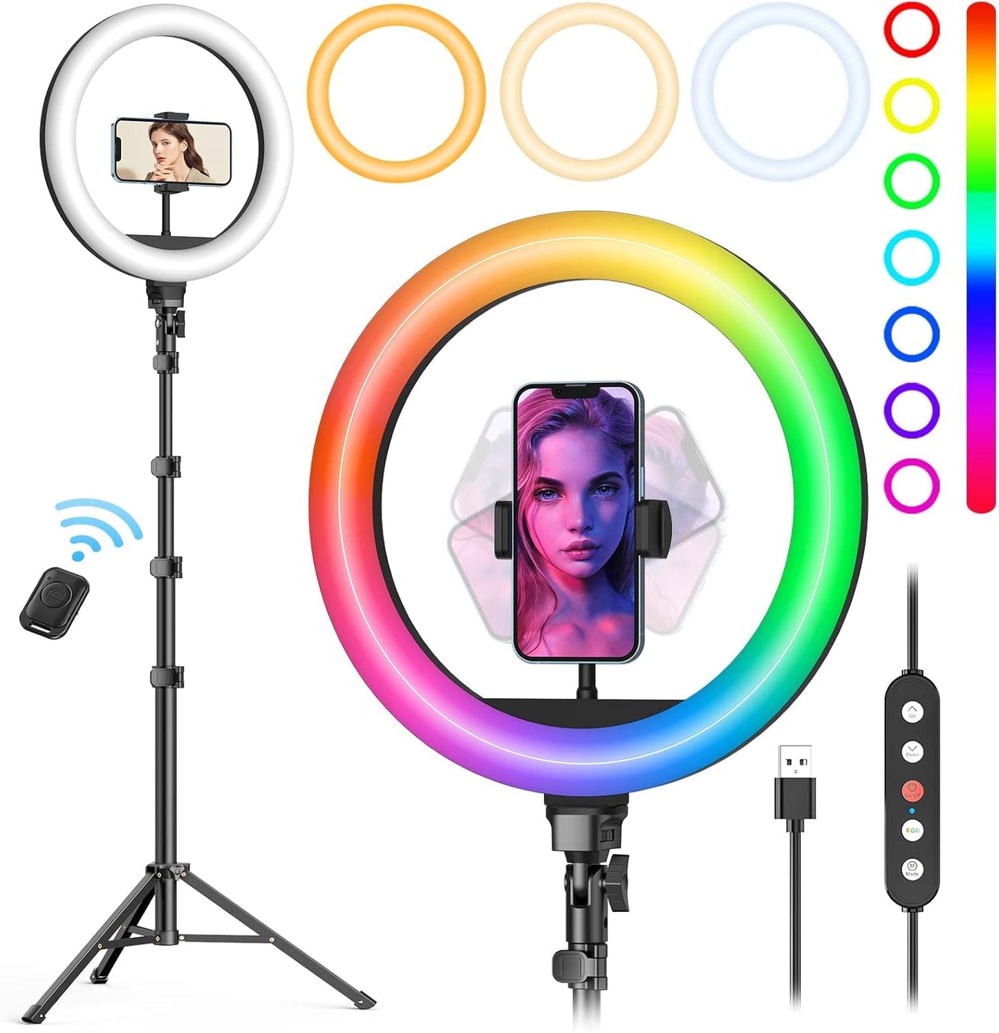 10" inch RGB Ring Light with 7 F. Tripod Stand for Video Shooting Professional Studio Light with Tripod ringlight Photography YouTube ringlight Vloging kit .