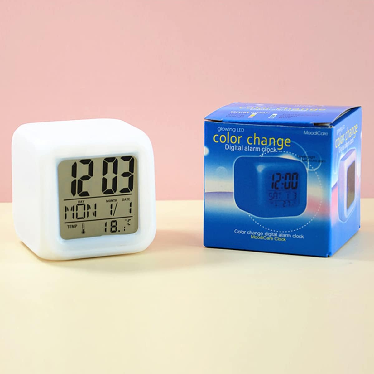 7 Colour Changing Clock Plastic Automatic 7 Colour Changing Digital LED Alarm Clock with Date, Time, Temperature