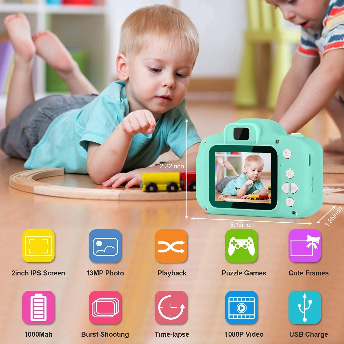 Mini HD Camera for Kids Take Picture, Take Video, Play Game, Watch Videos (Random Color)