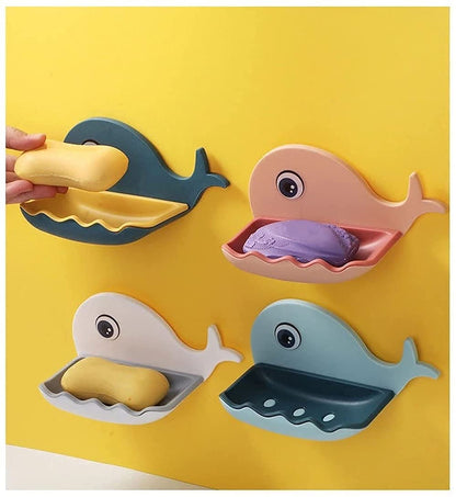 Fish Shape Soap Dish Adhesive Waterproof Wall Mounted Bar Soap Dish Holder