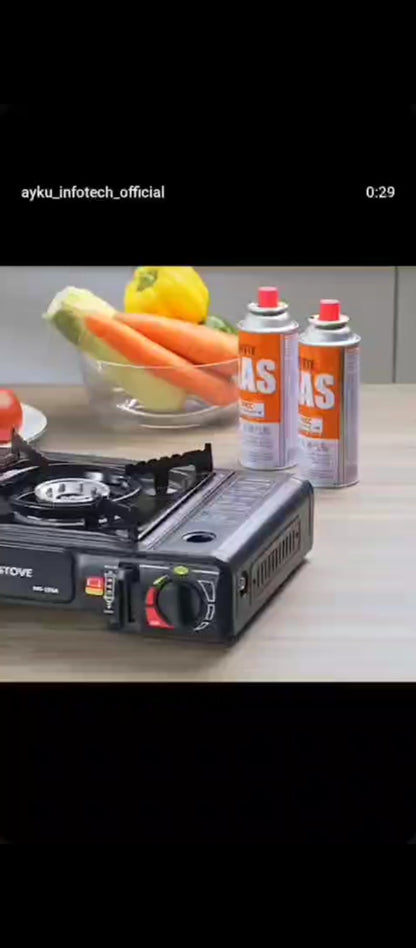 Camping Portable Gas Stove Use With Dual Mode LPG Cylinder And Butane Gas Can,gas Chulha For Outdoor Travel Stove, tracking (Black)