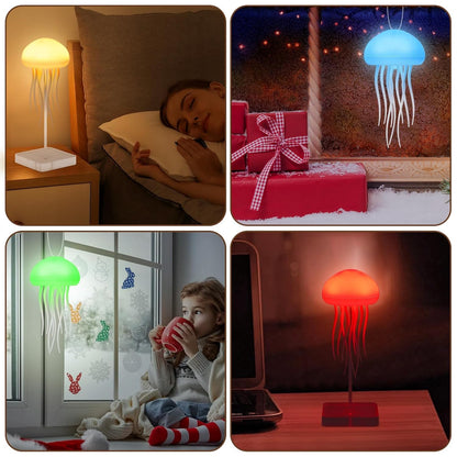 Jellyfish Lamp, Voice Control Jellyfish Lamp with Dancing Legs, RGB Gradient Jellyfish Bedside Lamp, Rechargeable Jellyfish Table Lamp with Touch Sensor, Christmas Gifts (Hanging + Base)