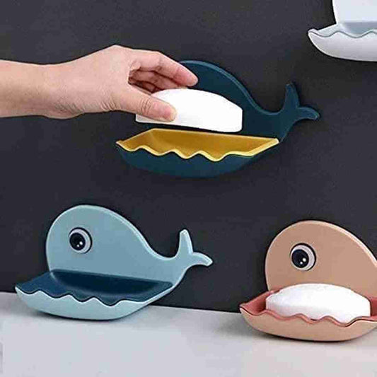 Fish Shape Soap Dish Adhesive Waterproof Wall Mounted Bar Soap Dish Holder
