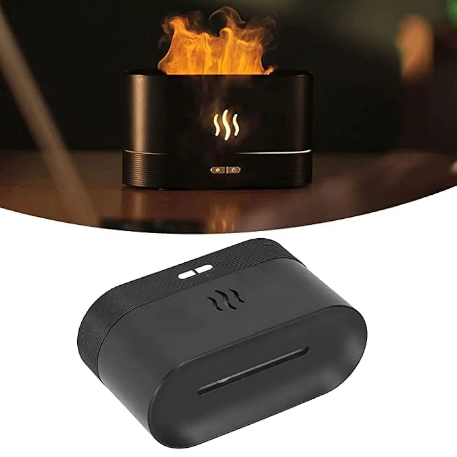Plastic Flame Diffuser Humidifier-Auto Off 180Ml Essential Oil Diffuser-2 Modes Brightness Aroma Humidifier with Fire Flame Effect for Home, Office, Spa, Gym (Black) - Image 8