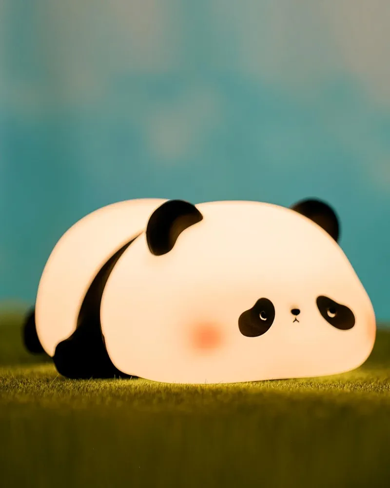 Lying Flat Panda Night Light,Cute Silicone Nursery Nightlight,Dimmable Led Panda Lamp,Light up for Kids Great Gift,