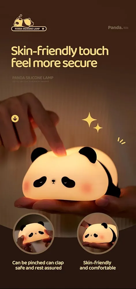 Lying Flat Panda Night Light,Cute Silicone Nursery Nightlight,Dimmable Led Panda Lamp,Light up for Kids Great Gift, - Image 6