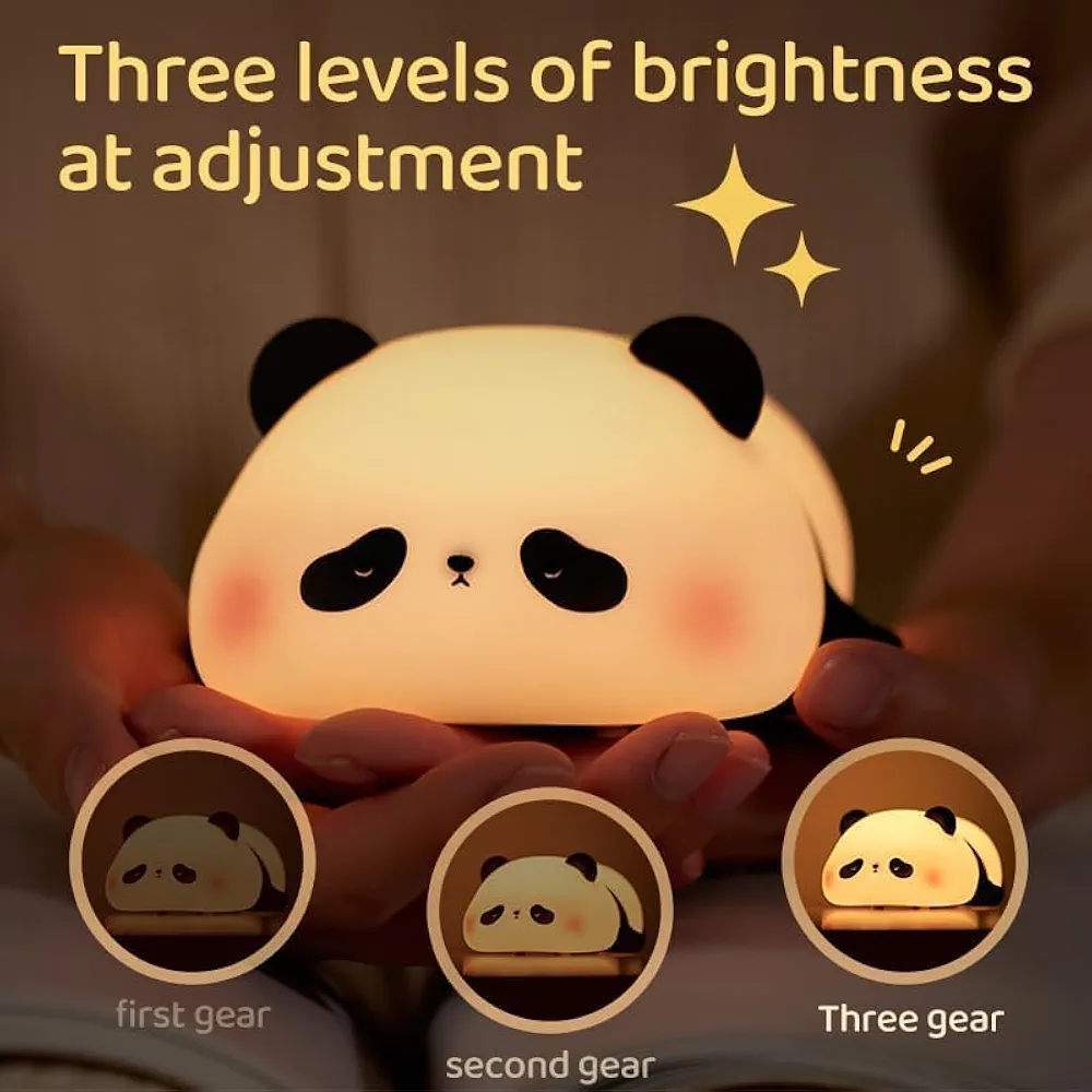 Lying Flat Panda Night Light,Cute Silicone Nursery Nightlight,Dimmable Led Panda Lamp,Light up for Kids Great Gift, - Image 2