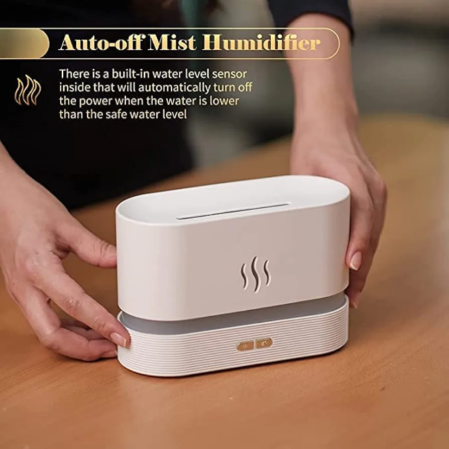 Plastic Flame Diffuser Humidifier-Auto Off 180Ml Essential Oil Diffuser-2 Modes Brightness Aroma Humidifier with Fire Flame Effect for Home, Office, Spa, Gym (Black) - Image 2