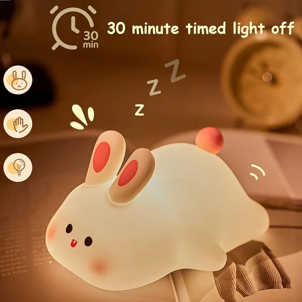 Cute Enimal Night Light Panda Night Light for Kids,Nursery Silicone Night Light,7-Color - Image 4