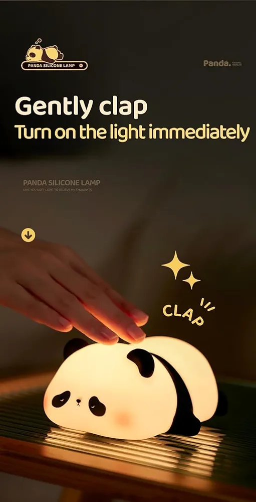 Lying Flat Panda Night Light,Cute Silicone Nursery Nightlight,Dimmable Led Panda Lamp,Light up for Kids Great Gift, - Image 11