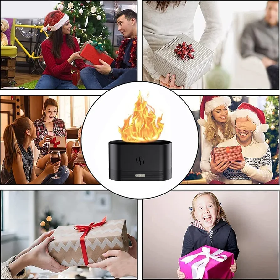 Plastic Flame Diffuser Humidifier-Auto Off 180Ml Essential Oil Diffuser-2 Modes Brightness Aroma Humidifier with Fire Flame Effect for Home, Office, Spa, Gym (Black) - Image 9
